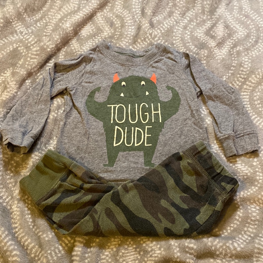 Carters 18 Month Set- Tough Dude Long Sleeve & Camo Pants